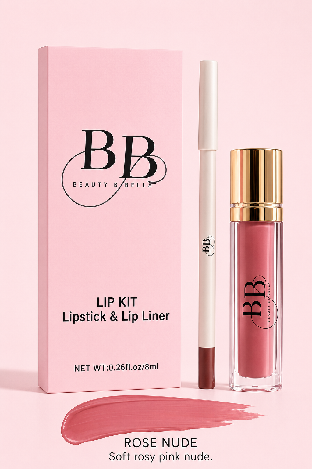 Rose Nude rosy nude lip color from Beauty B Bella