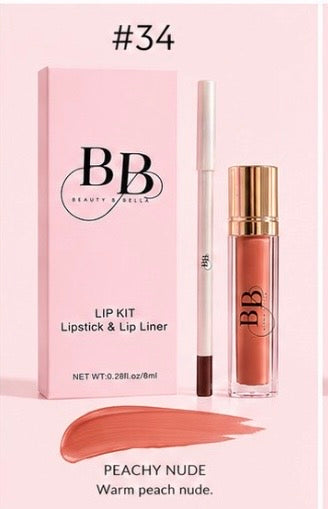 Peaches warm peach nude lip kit with a matching lip liner